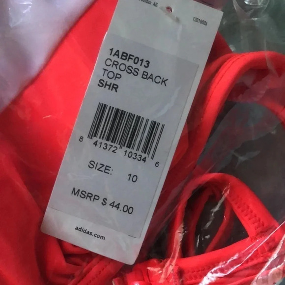 NWT Adidas Striped “Shock Red” bikini top - Picture 8 of 15